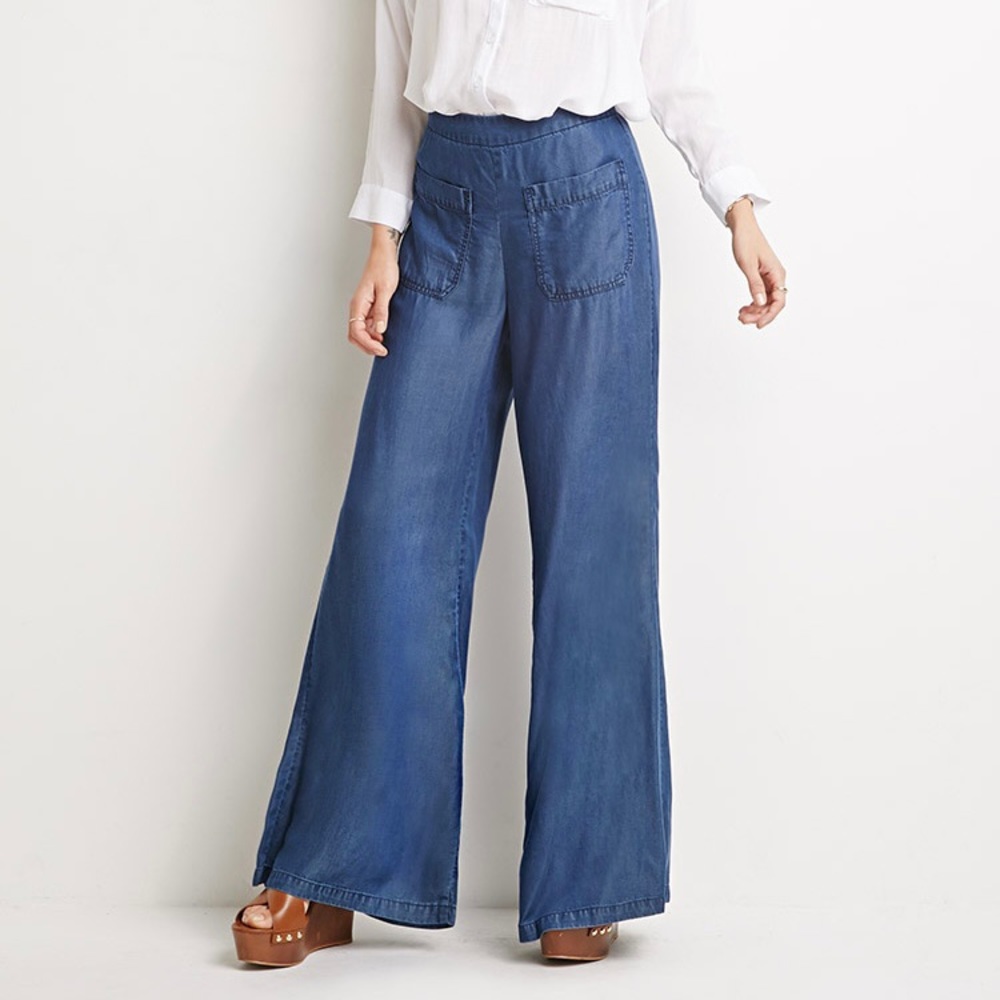 NWT Forever 21 Life in Progress Large Wide Leg Denim Pants